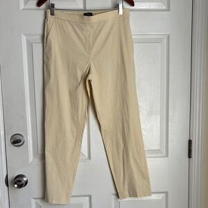 THEORY Tan linen viscose pants pull on elastic waistband size 8 dress pants